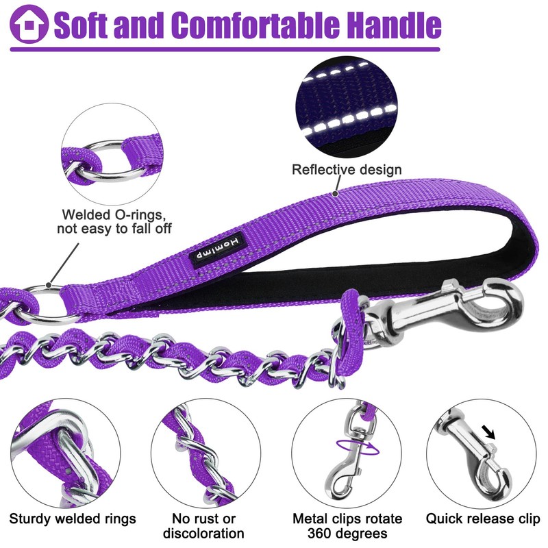 HOMIMP Chew Proof Dog Leash for Medium Large Dogs, Reflective