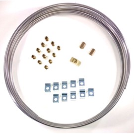 16 Ft. of 1/4 Stainless Brake Line W/Unions, Clips, Fittings, Tee