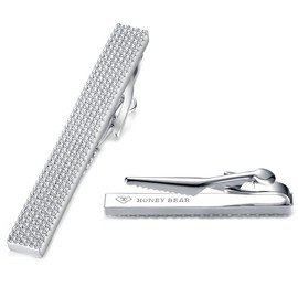 HONEY BEAR 1.97"/2.12" Mens Tie Clips Bar Normal Size for Business Wedding Gift 5.4cm (Silver 5.4cm)