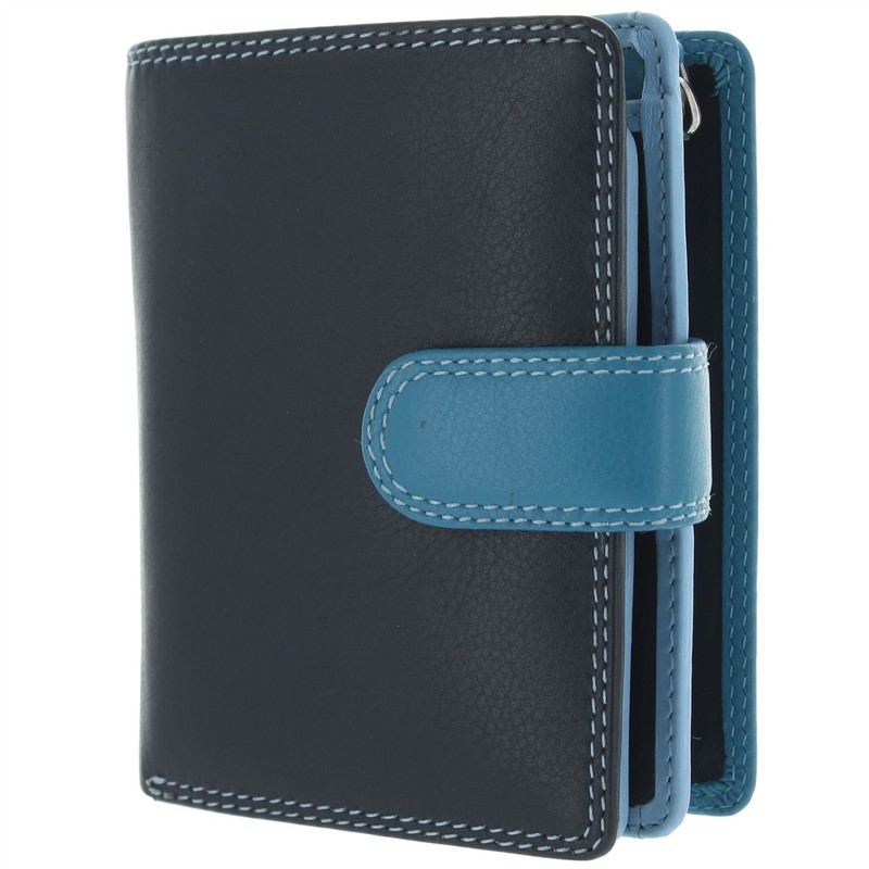Visconti Leather Rainbow Collection Bali Purse RFID Blocking RB40 Blue