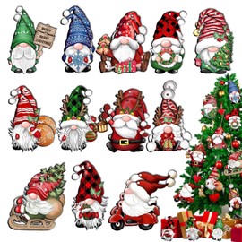 24 Pieces Christmas Tree Decorations Wood Pendants, Gnomes Christmas Decorations for Tree, Christmas Decorations for Trees, Adorable Painted Christmas Decorations, Christmas Tree Decorations