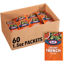 Kraft Creamy French Salad Dressing Single Serve Packet (1.5 oz Packets, Pack of 60)