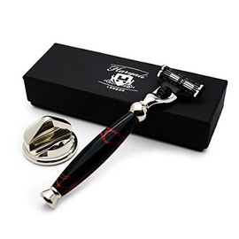 Triple Edge Cartridge Compatible Head Razor in Black & Red Designed Handle Along with Corn Shaped Razor Holder.