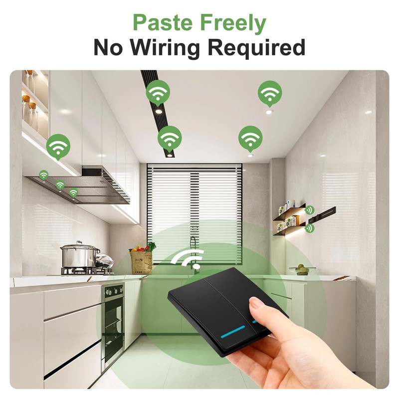RGBZONE Wireless Remote Light Switch and Receiver Kit, No Wiring,