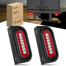 Nilight 6Inch Oval Trailer Tail Light 2PCS Red Brake Stop Turn White Reverse Back Up Lights with Flush Mount Grommets Plugs Mounting Brackets for RV Truck Luggage Rack