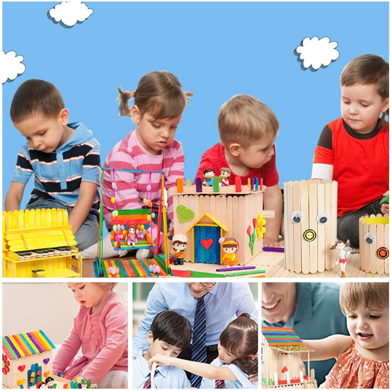UCEC Colourful & Natural Wooden Sticks with Different Sizes, 400