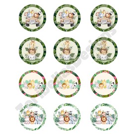 Generic Baby Safari Jungle Animals Edible Images Wafer Precut Twelve 2"" Baby Shower Cupcake Toppers, Cookie Toppers Precut -00