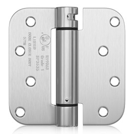 Haidms 3 Pack Self Closing Door Hinges 4 Inch Brushed Nickel Spring Hinge Adjustable Tension with 5/8" Radius Corner for Garage Exterior Interior Door