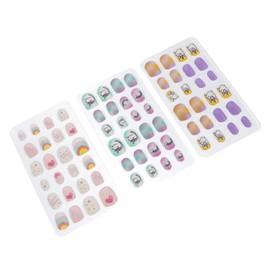 BIUDECO 72pcs Boy Girl Cartoon Nail Art Full Cover Press Fake Nails for Boys and Girls Easy Application for Parties and Daily Wear Designs for Fun Decor