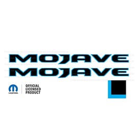 Decal Mods Mojave Hood Graphic Vinyl Decal fits Jeep Wrangler/Mojave JL/JT (2019-2024) Black w/Light Blue Outline FBLTBLUO (Set of 2) | FJ2B5