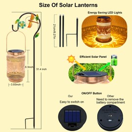 Dragonfly Solar Lanterns Outdoor Waterproof with Shepherd Hook, Birthday Gifts for Women Mom Grandma, Metal Solar Hanging Lights Garden Decor for Outside Yard Patio Pathway Backyard Porch