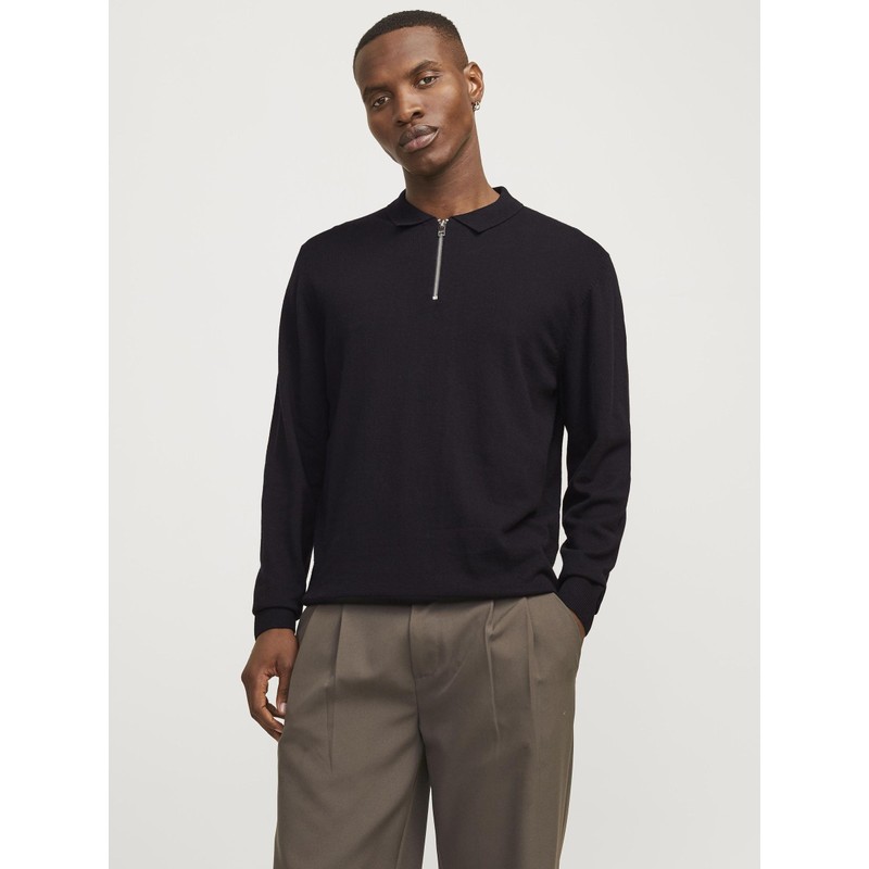 JACK & JONES Male Polo Shirt Plain Polo Shirt, black,