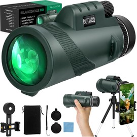 Black hole 10X42 HD Monocular Telescope High Power, Waterproof HD Pocket Monoculars Scope for Adults, Monocular with BAK4 Prism and FMC Lens for Bird Watching Hiking Camping, Green