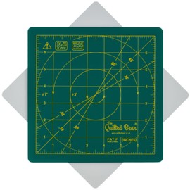 The Quilted Bear Rotating Cutting Mat 7" x 7" - Locking & Rotating Self Healing Cutting Board for Sewing, Fabric & Effortless Quilting - 360 Degree Sewing Supplies Mat for Craft Table (Green)