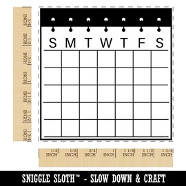 Blank Calendar with Notebook Rings Sunday Start Square Rubber Stamp for Stamping Crafting - 1.75in Medium