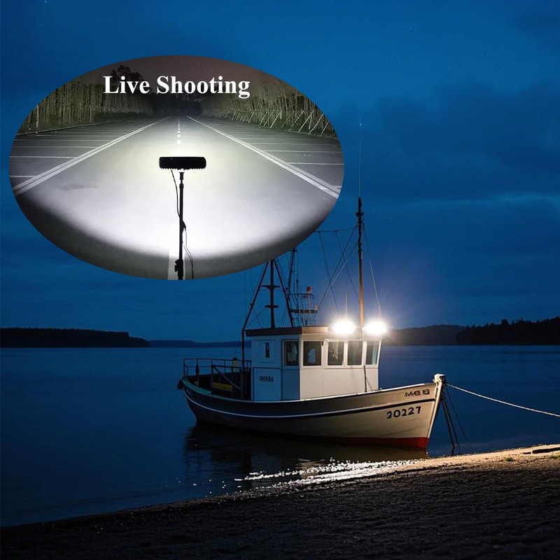 Vcanuplms Waterproof Led Boat Lights, 7inch 2 Pcs 80W 8000LMS