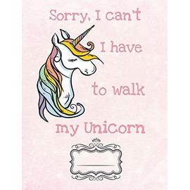 Walking My Unicorn Composition Notebook: Journal for School Teachers Students Offices - 4x4 Quad Rule Graph Paper, 200 Pages (7.44" x 9.69")