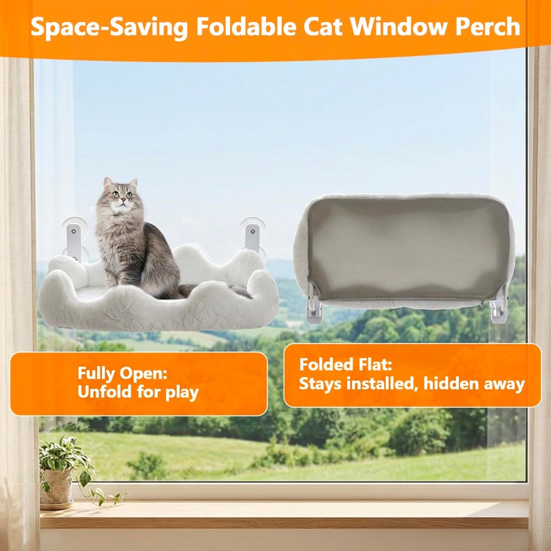 Homegroove Cat Window Perch, 24 x 12 Inch Foldable Cat