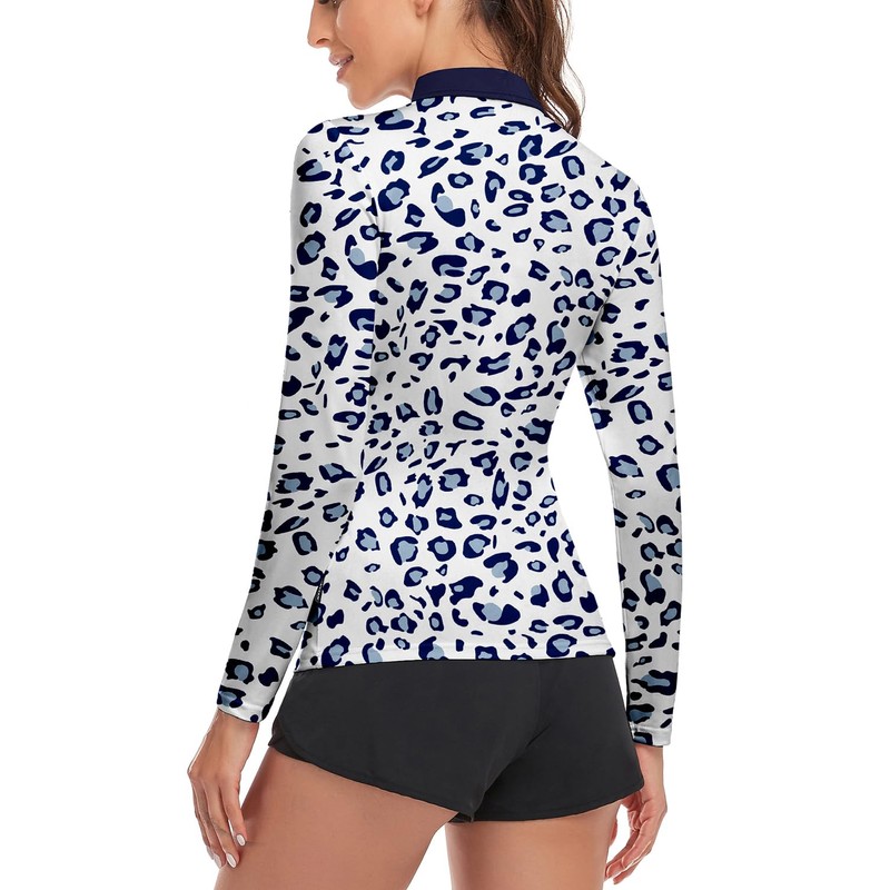 Plus Size Leopard Golf Polo Women Patterned Long Sleeve Golf