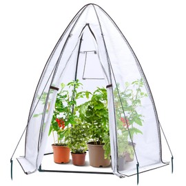 Portable Greenhouse for Outsides, Ohuhu Heavy Duty Green House Tent with Durable PE Cover, Garden Plant Protector with Zippered Door Mesh Window for Vegetables Flowers Fruits Herbs, 63x54x71 Inch