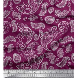 Soimoi Pink Viscose Chiffon Fabric Paisley Block Decor Fabric Printed BTY 42 Inch Wide