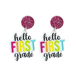 Back to School Earrings for Teachers Appreciation Gifts from Students First Day of School Graduation Kindergarten Grade 1-5 Earrings Women Jewelry-first