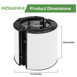 2-IN-1 Filter Replacement Compatible with Dyson PH01 HP07 HP10 TP07 TP10 TP09 HP09 HP06 TP06 Air Puri-fier 360 Combi Glass Pure Cool Hot Humidify Fan, 2-IN-1 HEPA + Carbon Filter 1 Pack BLACK