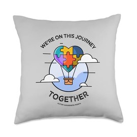 Autism Puzzle Heart, Journey together Autism Awareness Throw Pillow