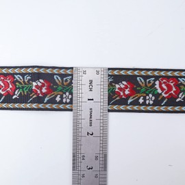 IDONGCAI Roses Jacquard Ribbon Vintage Ethnic Embroidery Lace Trim for Clothing 1.25" Wide 5Yards/Lot (2)