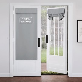 NICETOWN French Door Curtains for Window, Privacy Thermal Insulated Window Curtains, 26 X 64 Inch Long Blackout French Door Shades, Tie Up Shades, 1 Panel, Dove Grey