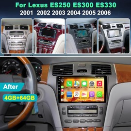 Android 13 4+64GB Car Radio for Lexus ES250 ES300 ES330 2001-2006 with Carplay & Android Auto, 9 inch IPS Touch Screen Car Head Unit Receiver with GPS/Back-up Camera/Bluetooth 5.2/SWC/FM/WiFi