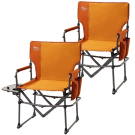 TIMBER RIDGE Aluminum Camping Directors Chair with Side Table Pocket, Portable Folding Chair, Heavy Duty Lawn Chair for Fishing Trip Picnic Concert Outdoor 400lbs, Orange 2 Pack
