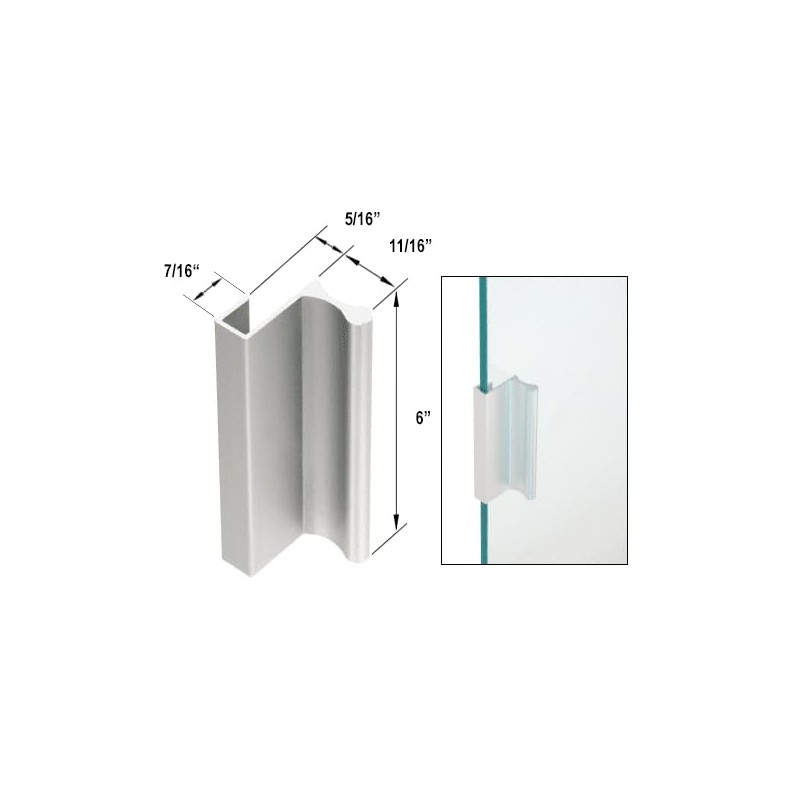 6" Satin Anodized Aluminum Pull with 7/16" Lip for Sliding