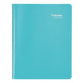 Blueline® Essential Academic Monthly Planner, 14 Months, July 2024 to August 2025, Twin-Wire Binding, Soft Vicuana Cover, 11" x 8.5", Cyan (CA701F.02-25)