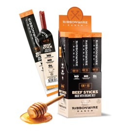 Ribbonwire Ranch Beef Sticks, Made with Organic Beef, Pasture Raised, High Protein Snack, Healthy, Low Carb, Keto Friendly, Gluten Free, Nitrate Free, On the Go, 1 Ounce Sticks, Variety, 12 Pack