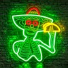 Gdbkabf - Letrero de neón con calaveras de tacos, para