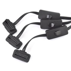 iKKEGOL OBD2 OBDII 1 to 3 Ultra Low Profile 16 Pin Male to Female Y Splitter Cord Diagnostic Extension Cable with Individually Power Switch 50cm / 20"