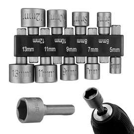 9 Pcs Hexagonal Drill Tool, 5-13mm Hex Shank Magnetic Nut Setter Driver, Hex Drill Bits Tools, Metric Driver Set for Any Brand of Hand Drills,Electric Drills,Electric Screwdrivers and Socket Wrench
