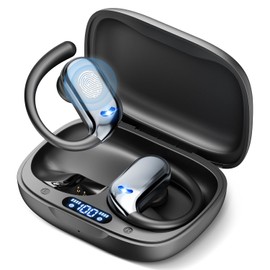 ELECGO Oído Abierto Audífonos Bluetooth 5.4, Audífonos Inalámbricos Deportivos, Auriculares para Correr con Indicador de Carga LED,Llamada ENC HD, Auriculares Inalambricos Deportivos con Gancho