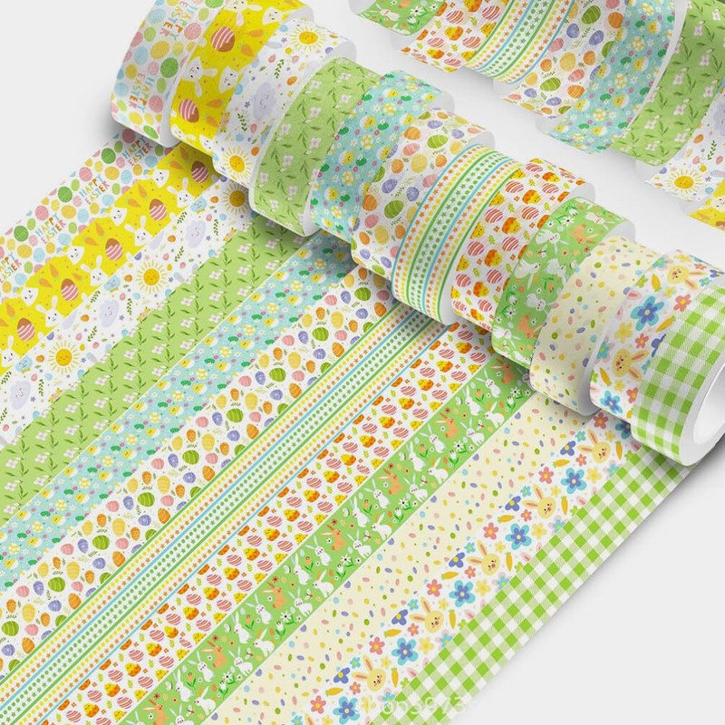 SEWACC Easter Washi Tape:12 Rolls Spring Flower Masking Tape Happy