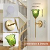 XIYOUVE 2 Pack Battery Operated Wall Sconce with Green Glass
