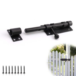 ZIJANG Door Latch, Door Bolt 304 Stainless Steel, Door Bolt Black with Screws, Fixed Pin, Black Exterior Door Lock, Anti Theft, for All Types of Door Locks