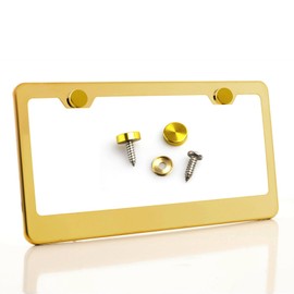 Electric-Plating Color Mirror Polished T304 Stainless Steel License Plate Frame (Gold)