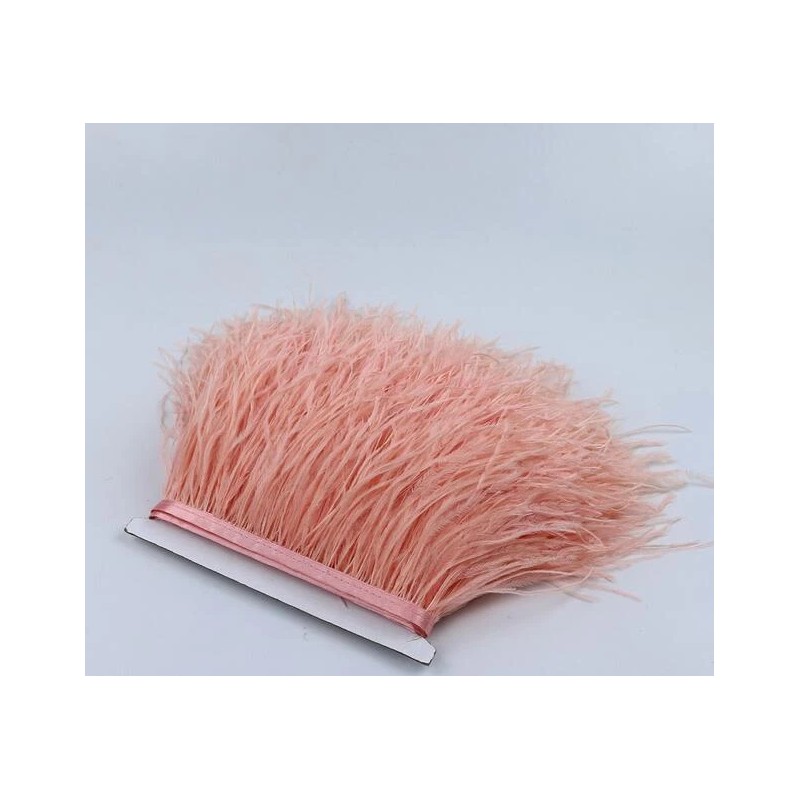 FeatherParadise Blush Pink Ostrich Feather Trims Fringes Sewn on Feather