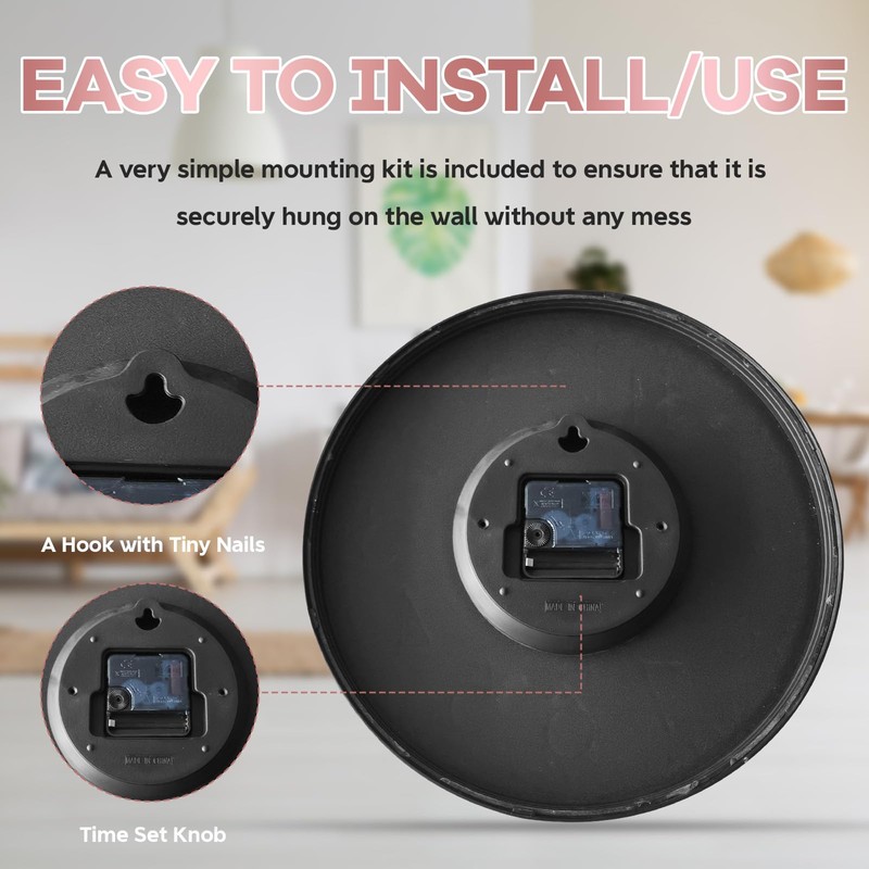 Delgeo Modern Wall Clock Decoration Non-Ticking Wall Clock for Decorative