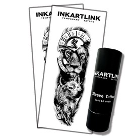 INKARTLINK Tatuaje Semipermanente, 2 Piezas, Tatuajes Grandes para Fiesta Que Cubren Todo El Brazo, Incluye Un Par de Mangas Antitransferencia, Dura de 7 A 15 Días, Resistente Al Agua Y Antirreflectan