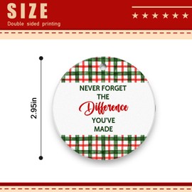 Thank You Christmas Ornaments for Retriement Coworker Never Forget The Diffrence You Make 3 inch Round Christmas Ornaments Ceramic Christmas Ornaments Xmas Tree Decor Xmas Present Gift Box