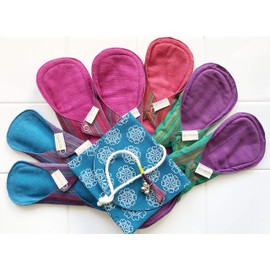 South India Eco Femme Cloth Napkins, Washable Organic Cotton (Skin Colored) - Full Cycle Kit (7 Sheets + 1 Carry Pouch) GOTS Certified