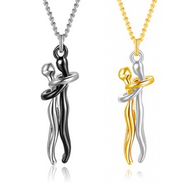 ZZHBOO Set of 2 Pendant Hug Necklace Couple Necklace Hug Necklace Unisex Love Style Necklace with Pendant for Men Women