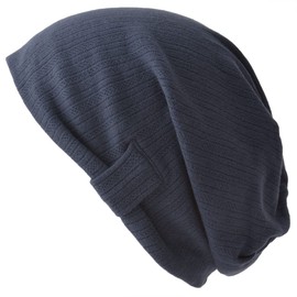 CHARM 100% Cotton Loose Medical Hat, One Size Fits Most, 7 Colors, Stylish, Ribbon, Knit Hat, Loose, navy